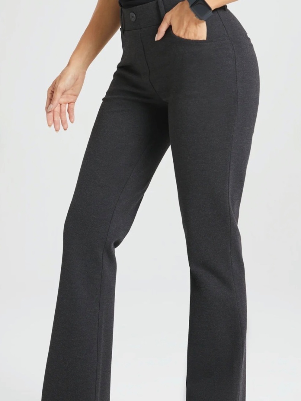 Betabrand charcoal bootcut dress yoga pant - Picture 3 of 9